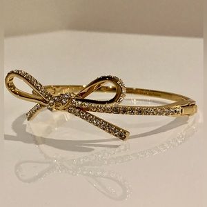 Kate Spade Skinny Mini pave bow, bangle bracelet. Gold plate and crystals. Cute!